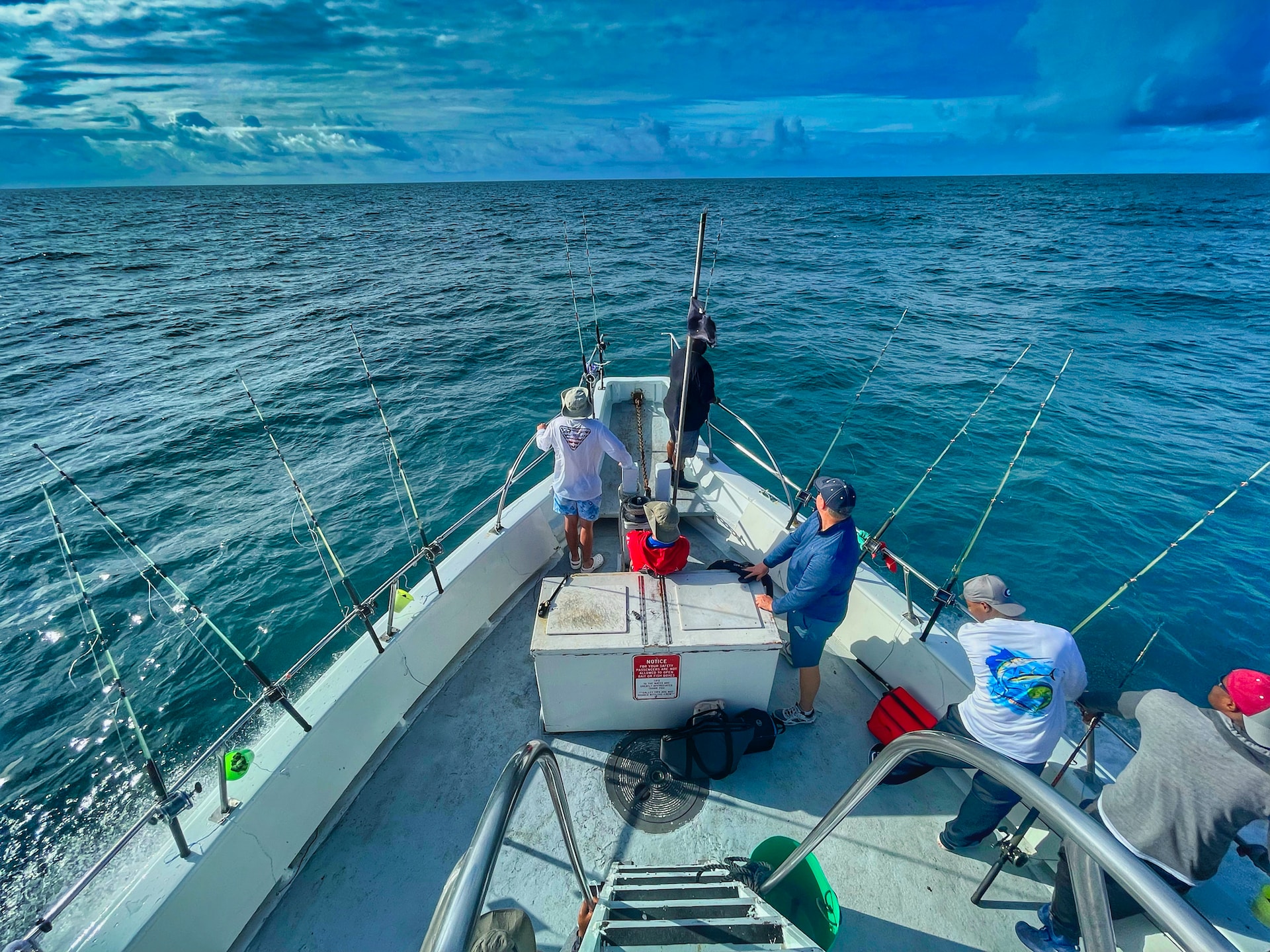 fishing on a boat in long key, florida. deep sea fishing.